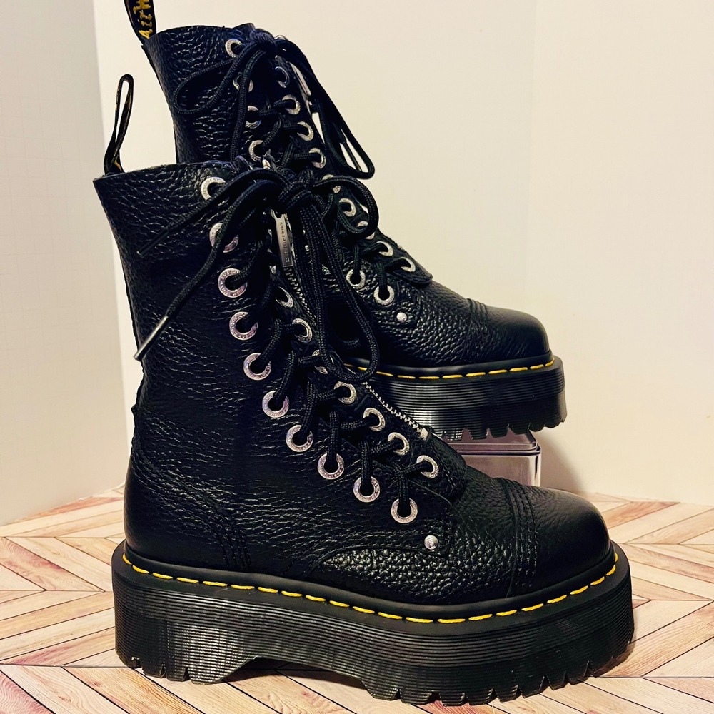 Dr Martens Sinclair Hi Twist Milled Nappa Black Leather Platform M 4 L 5 Boots